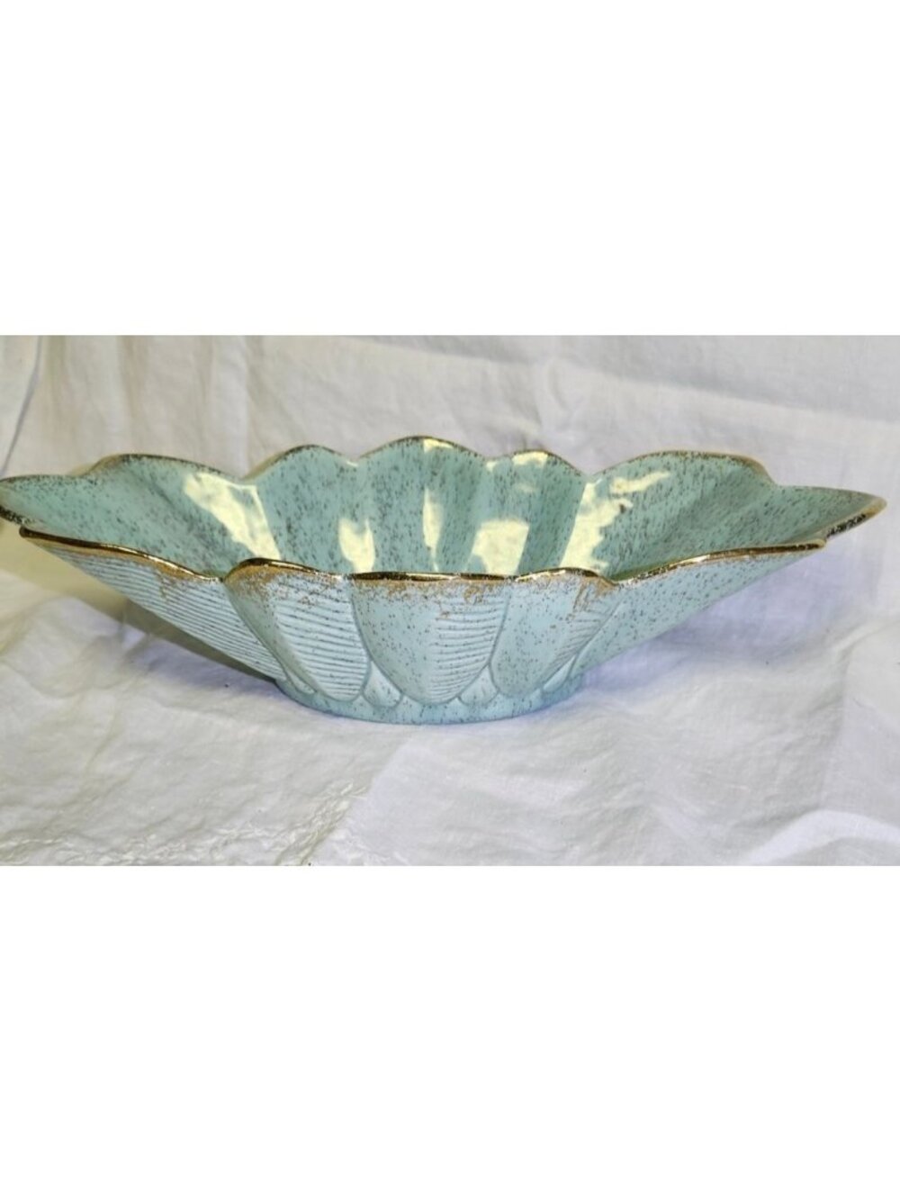California Originals Pale Aquamarine Console Bowl Gold Accents